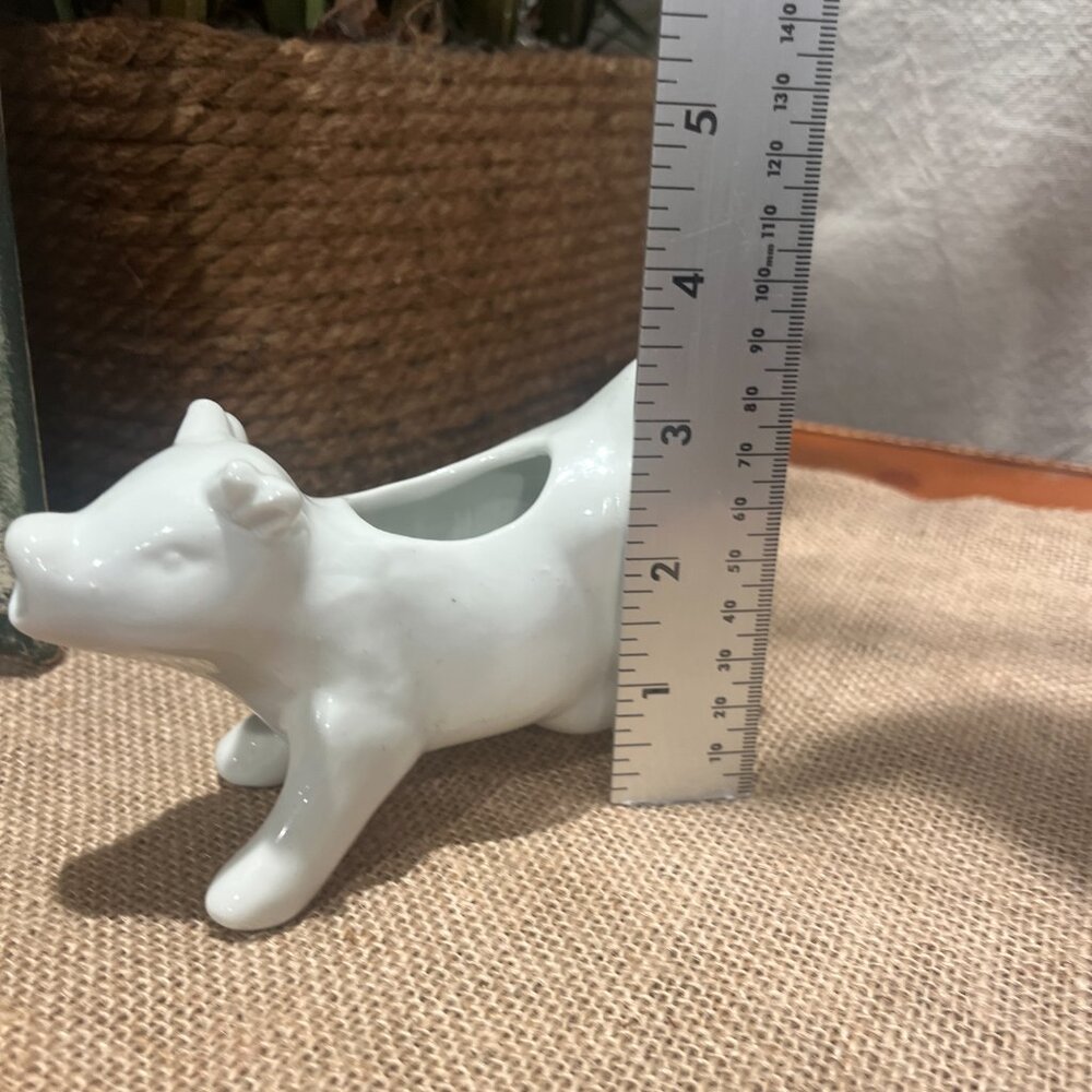Vintage White Ceramic Cow Creamer Pitcher - Farmhouse Kitchen Decor - Picture 2 of 4